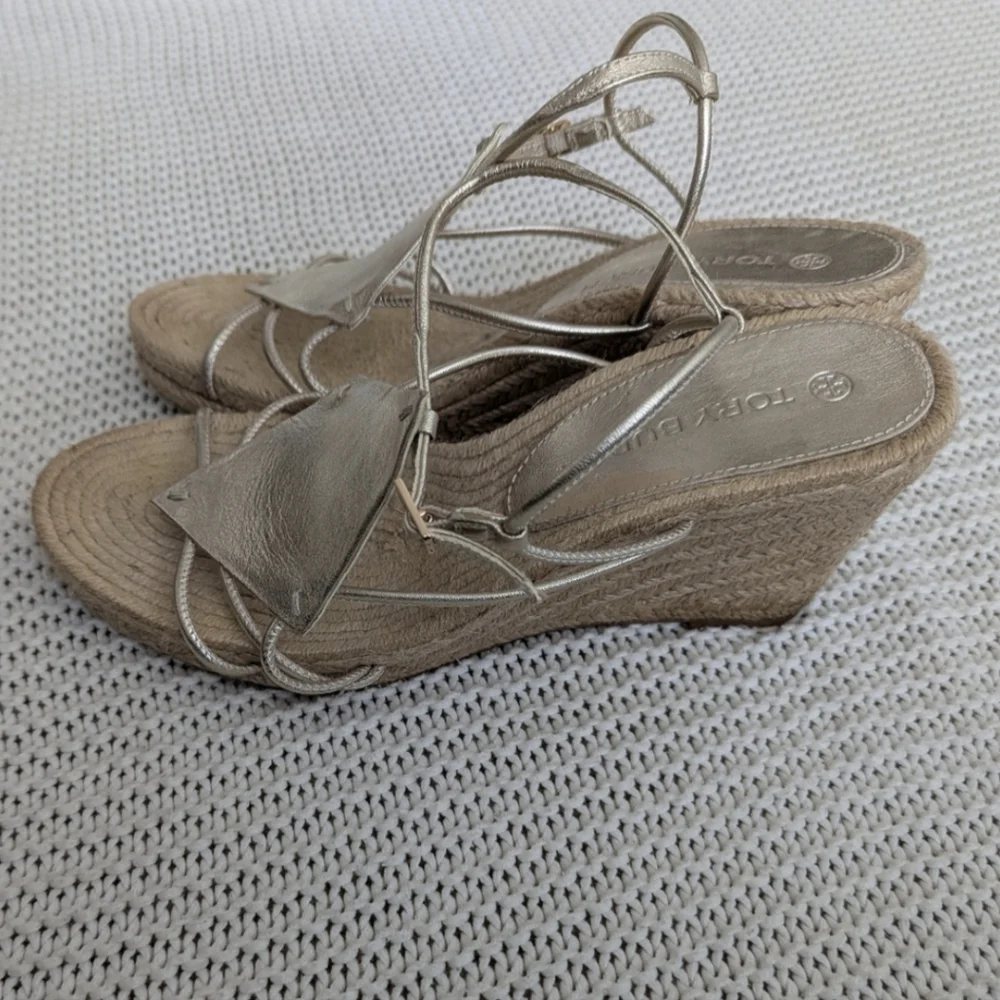 Tory Burch Diamond Patch Espadrilles, Gold Spark, US Size 11